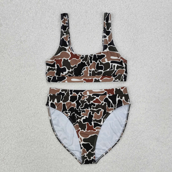 Adult Women Western Camouflage Top Bummies 2pcs Bikini Swimsuits Sets