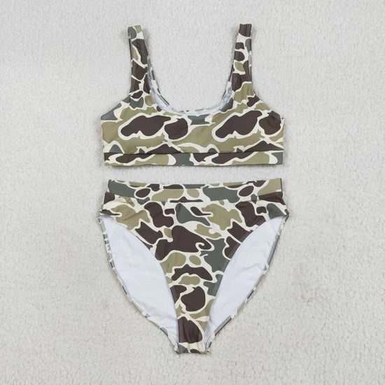 Adult Women Western Camouflage Top Bummies 2pcs Bikini Swimsuits Sets