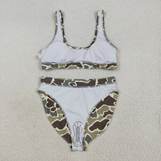 Adult Women Western Camouflage Top Bummies 2pcs Bikini Swimsuits Sets