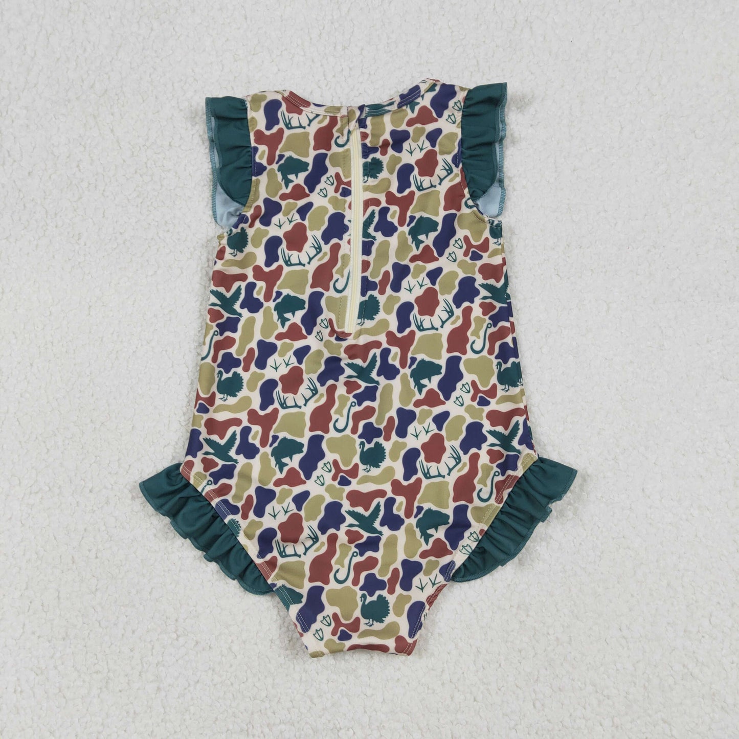Sibling Baby Girls Southern Hunting Camo Ruffle Swimming Swimsuits