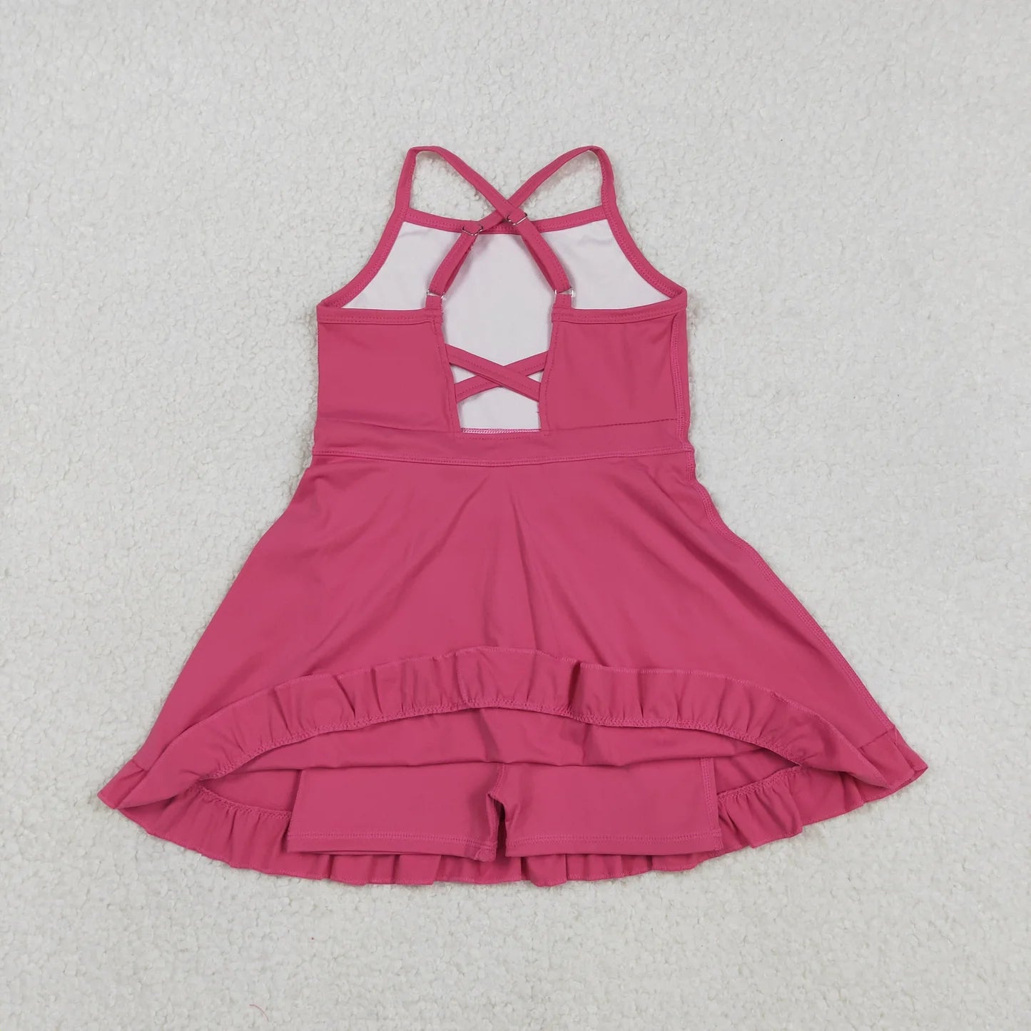 Sibling Baby Girls Summer Solid Color  Strap Yoga Active Knee Length Dress