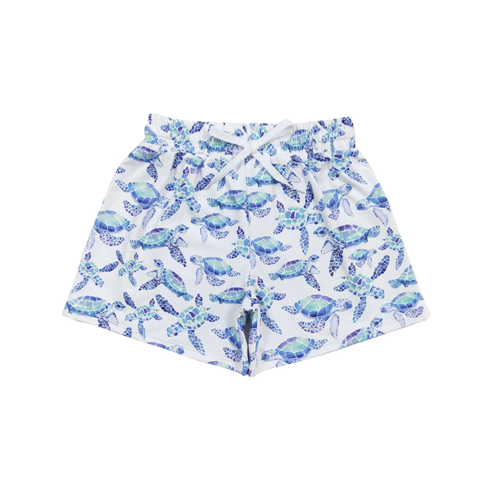 3.14 S0763 Preorder Sea Turtle Blue Print Boys Swim Trunks