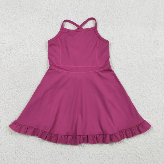 S0778 Baby Girls Strap Fuchsia Yoga Active Knee Length Dress