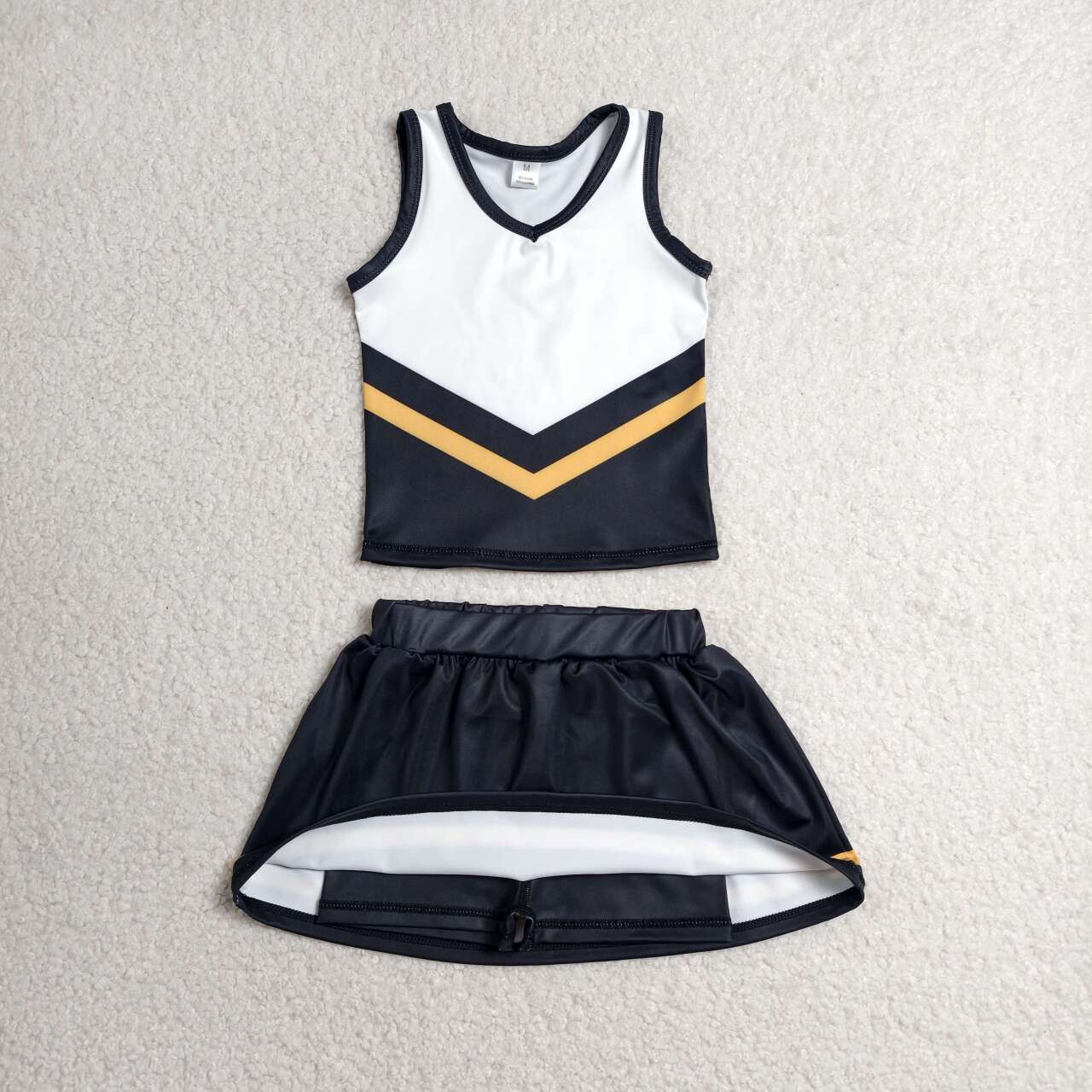 GSD4201 Girls Black Golden Sport Team Active Tank Top + Skort Outfit