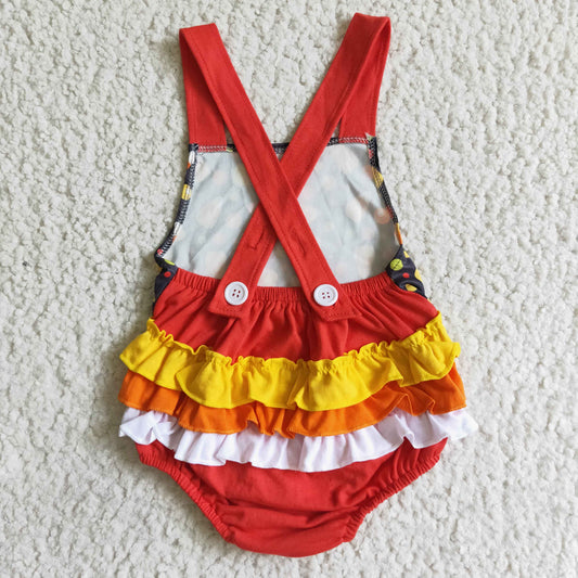 SR0076 Candy Baby Girls Ruffle Bubble Halloween Romper