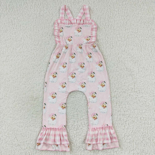 SR0101 Pink Christmas Santa jumpsuit baby girls romper