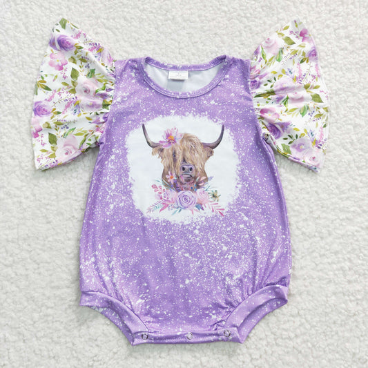 Baby girls flora cow print romper   SR0118
