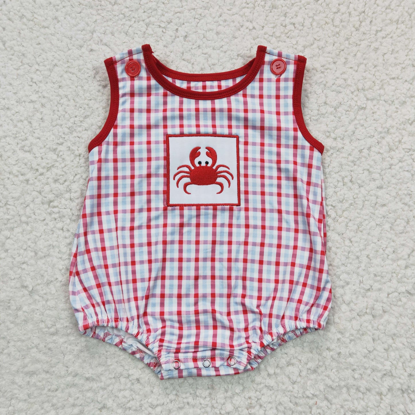 crab embroidery Baby boys summer romper   SR0157
