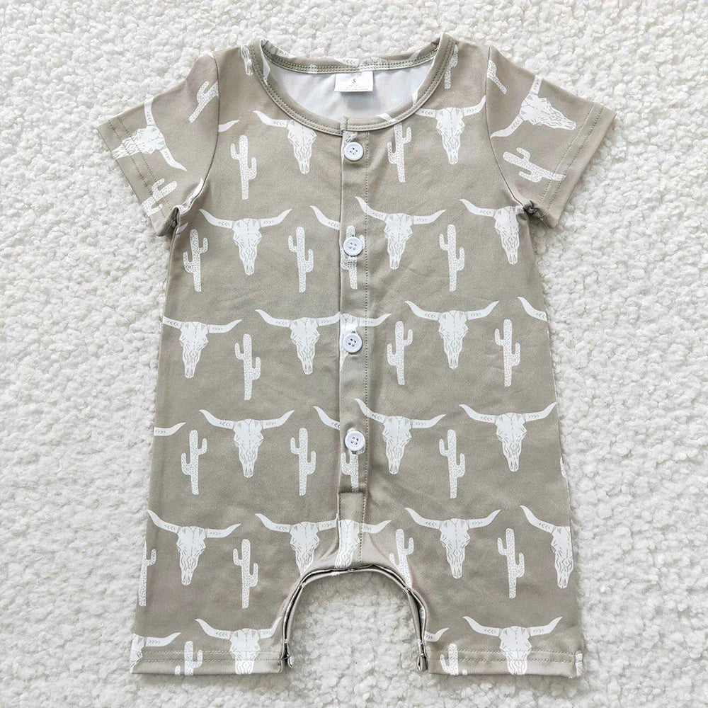 Sibling Baby Boys Western Buttons Summer Rompers