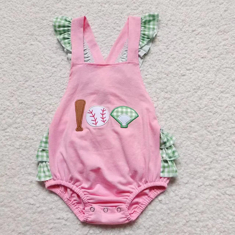 Sibling Boys Baby Girls Baseball Green Checkered Summer Outfits Suits