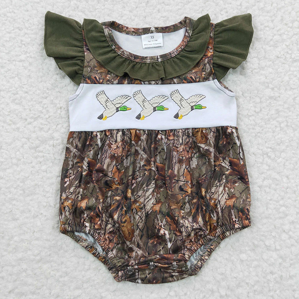 Sibling Baby Girls  Boys Mallard Duck Camo Shorts Outfit /Romper