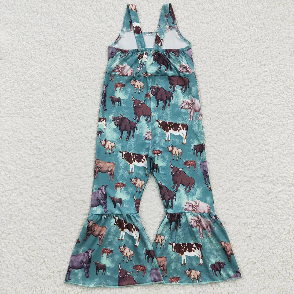 Sibling Baby Girls Strap Western Bell Bottom Jumpsuit