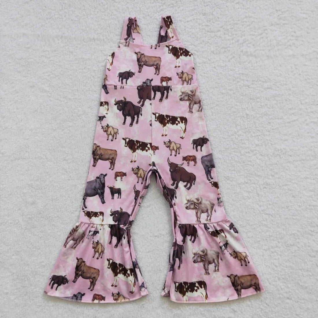 Sibling Baby Girls Strap Western Bell Bottom Jumpsuit