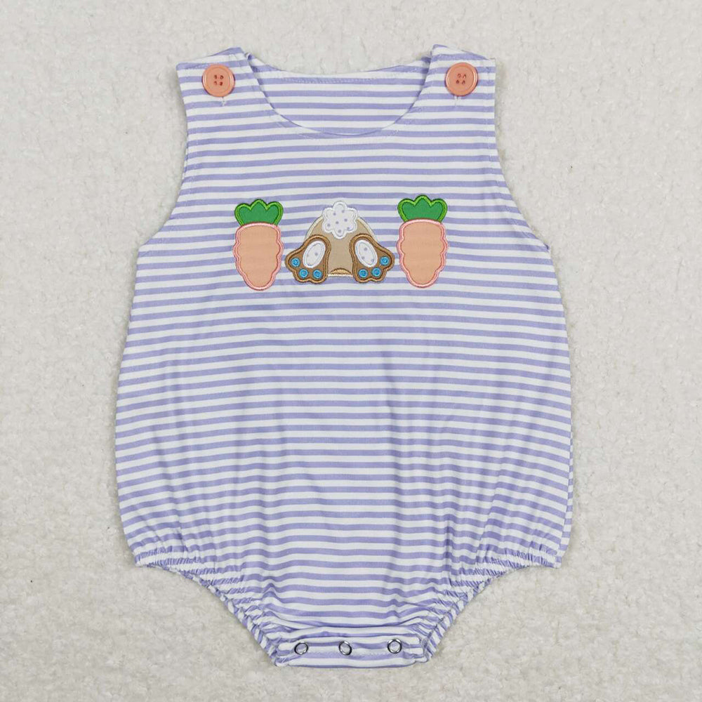 Sibling Baby Kids Embroidery Carrot Rabbit Stripe Top Shorts Easter Clothes Set Rompers