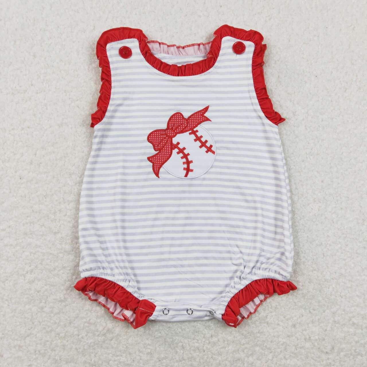 Baby Infant Girls Baseball Bow Sleeveless Rompers
