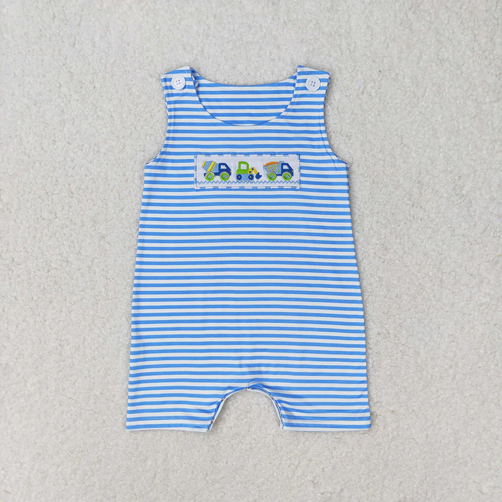 Sibling Embroidery Baby Boys Constructions Rompers Summer Outfits Sets