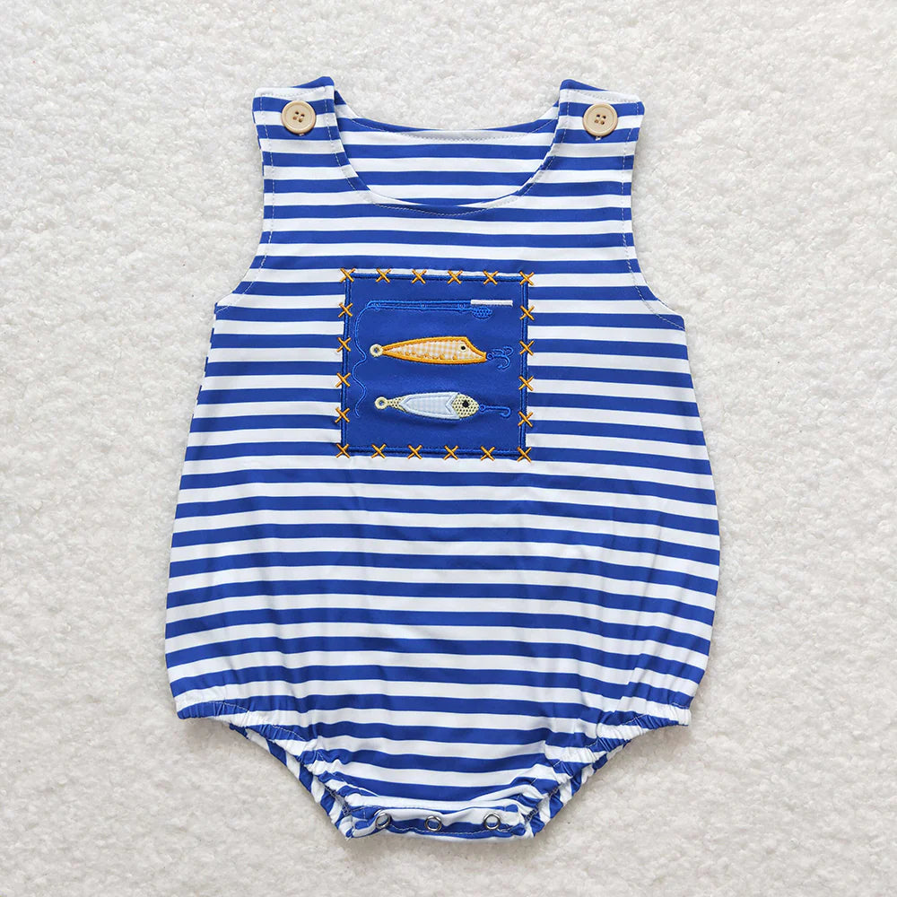 Sibling Baby Infant Boys Cute Embroidery Summer Sleeveless Rompers