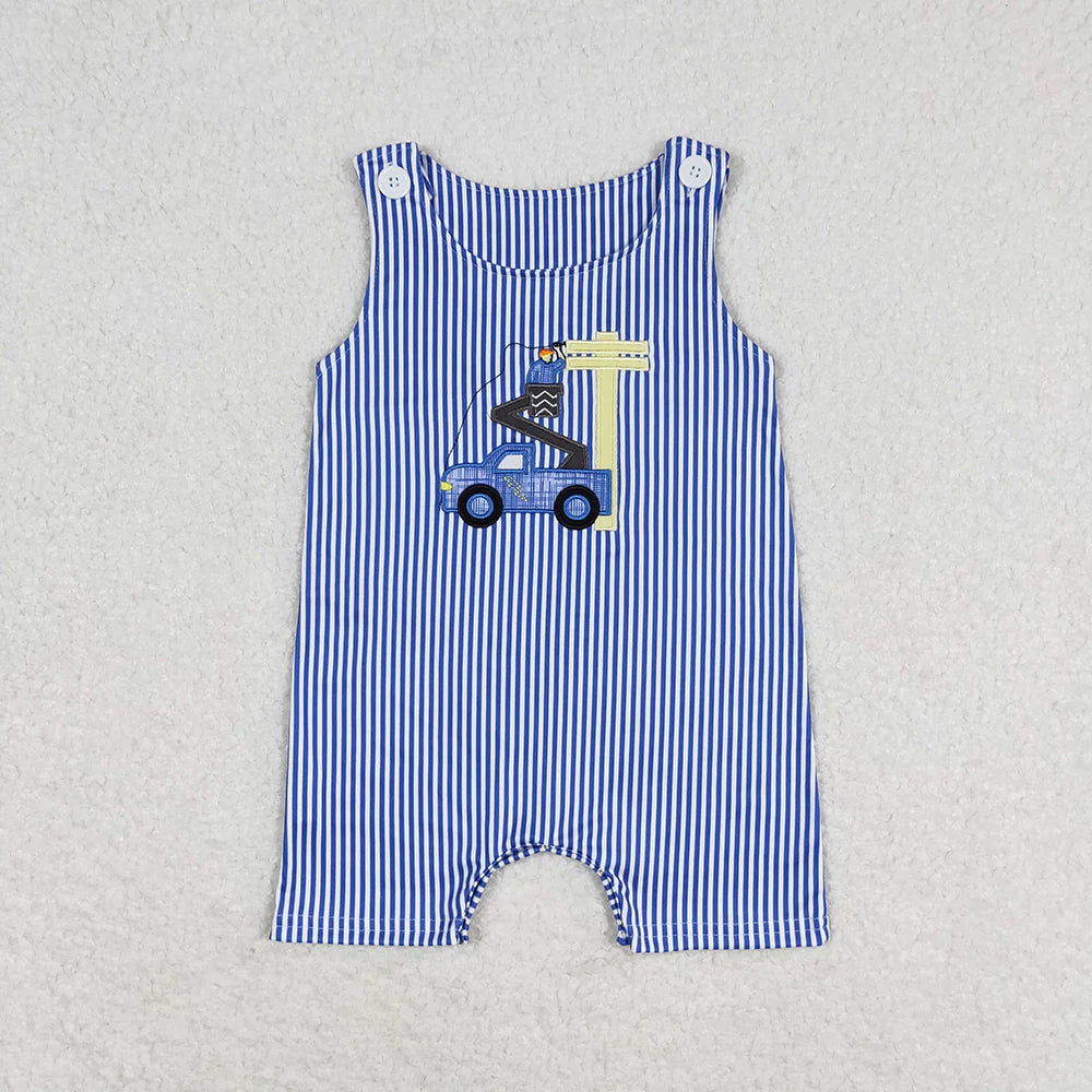 Sibling Embroidery Baby Infant Boys Toddler Sleeveless Rompers