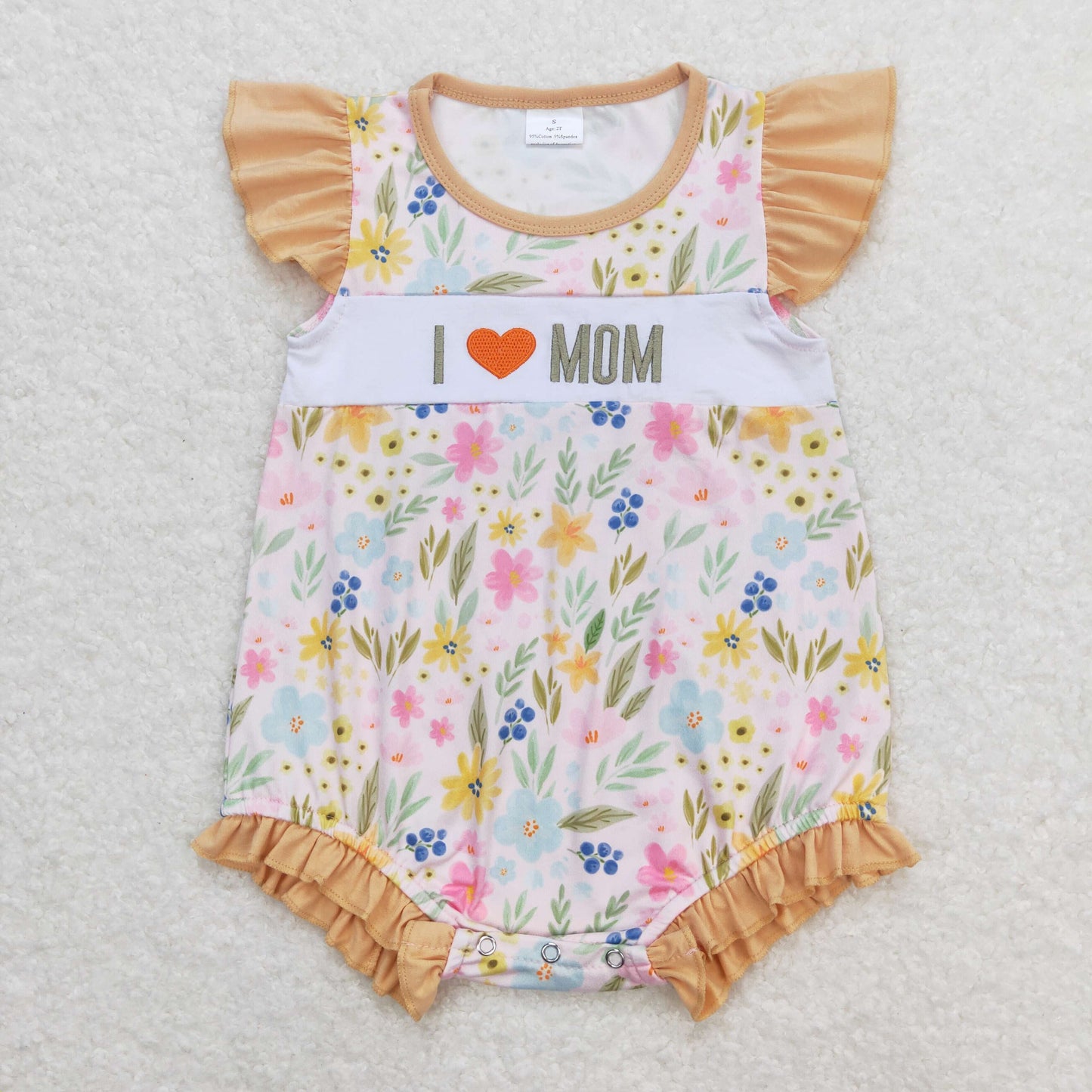 Embroidery I Love Mom Sibling Shorts Set Dreess and Romper