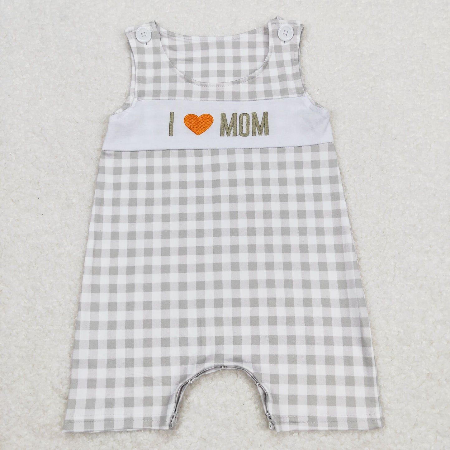 Embroidery I Love Mom Sibling Shorts Set Dreess and Romper