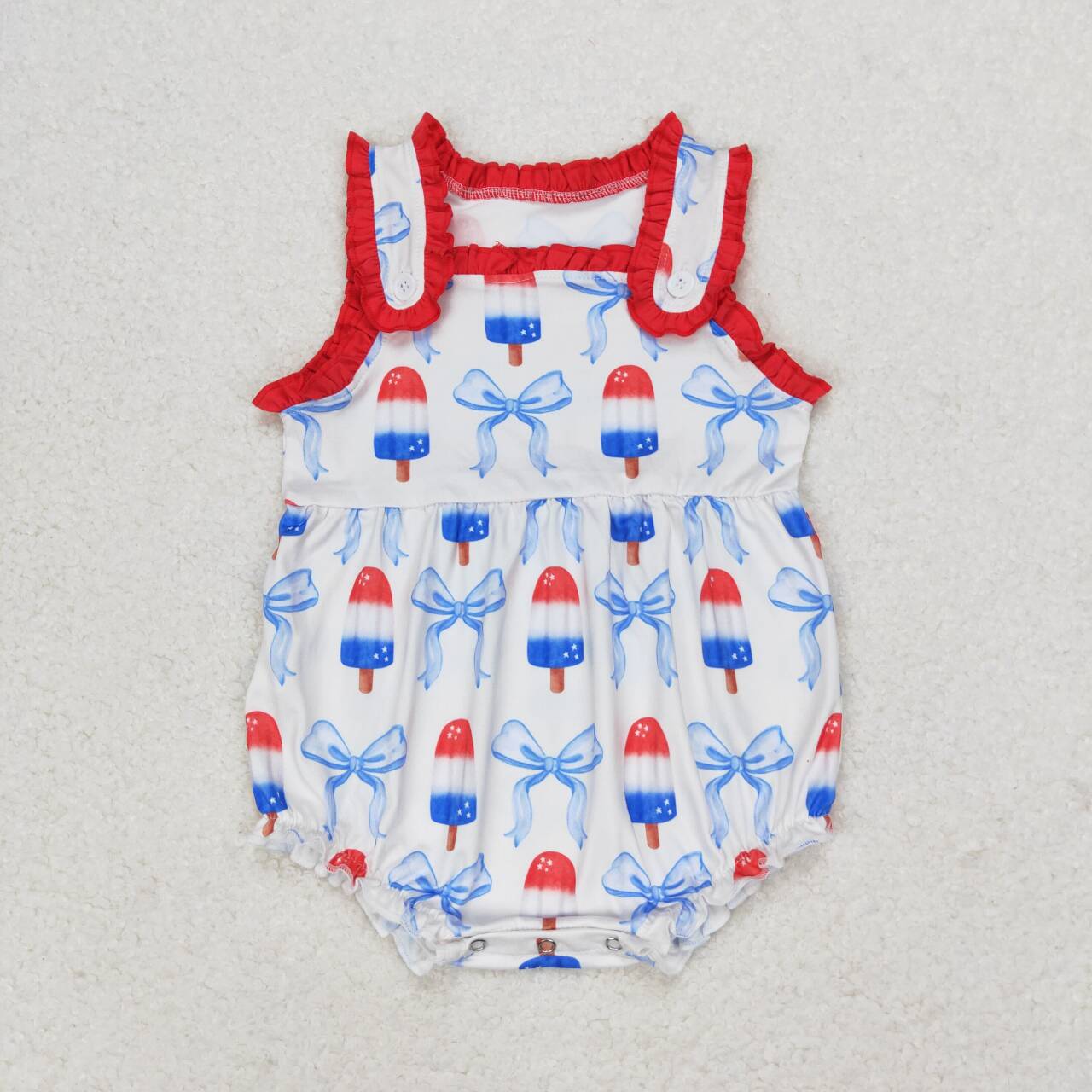 SR1551 Popsicle Bows Baby Girls 4th of July Sleeveless Romper