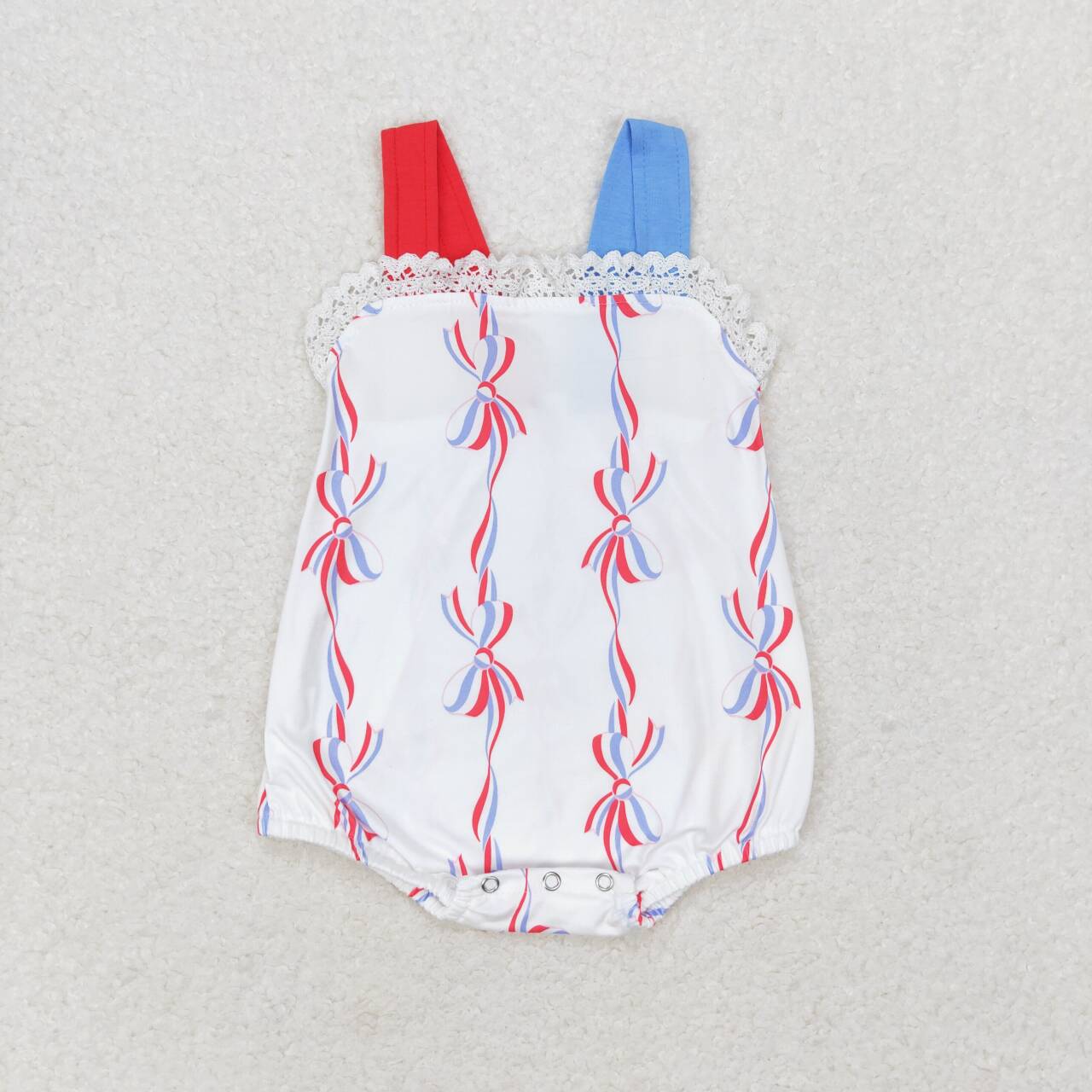 SR1599 Bows Baby Girls 4th of July Strap Romper