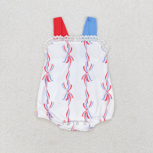 SR1599 Bows Baby Girls 4th of July Strap Romper