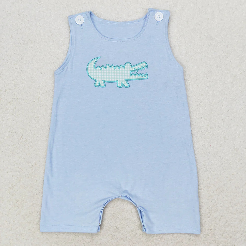 Sibling Embroidery Baby Infant Boys Toddler Sleeveless Rompers
