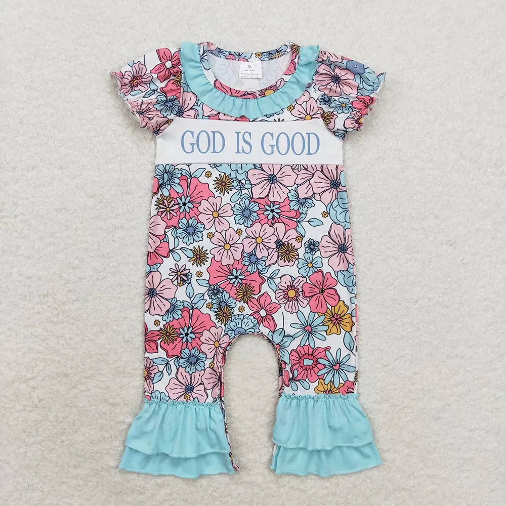 Sibling Baby Girls Boys God is Goos Floral Outfit Dress Romper