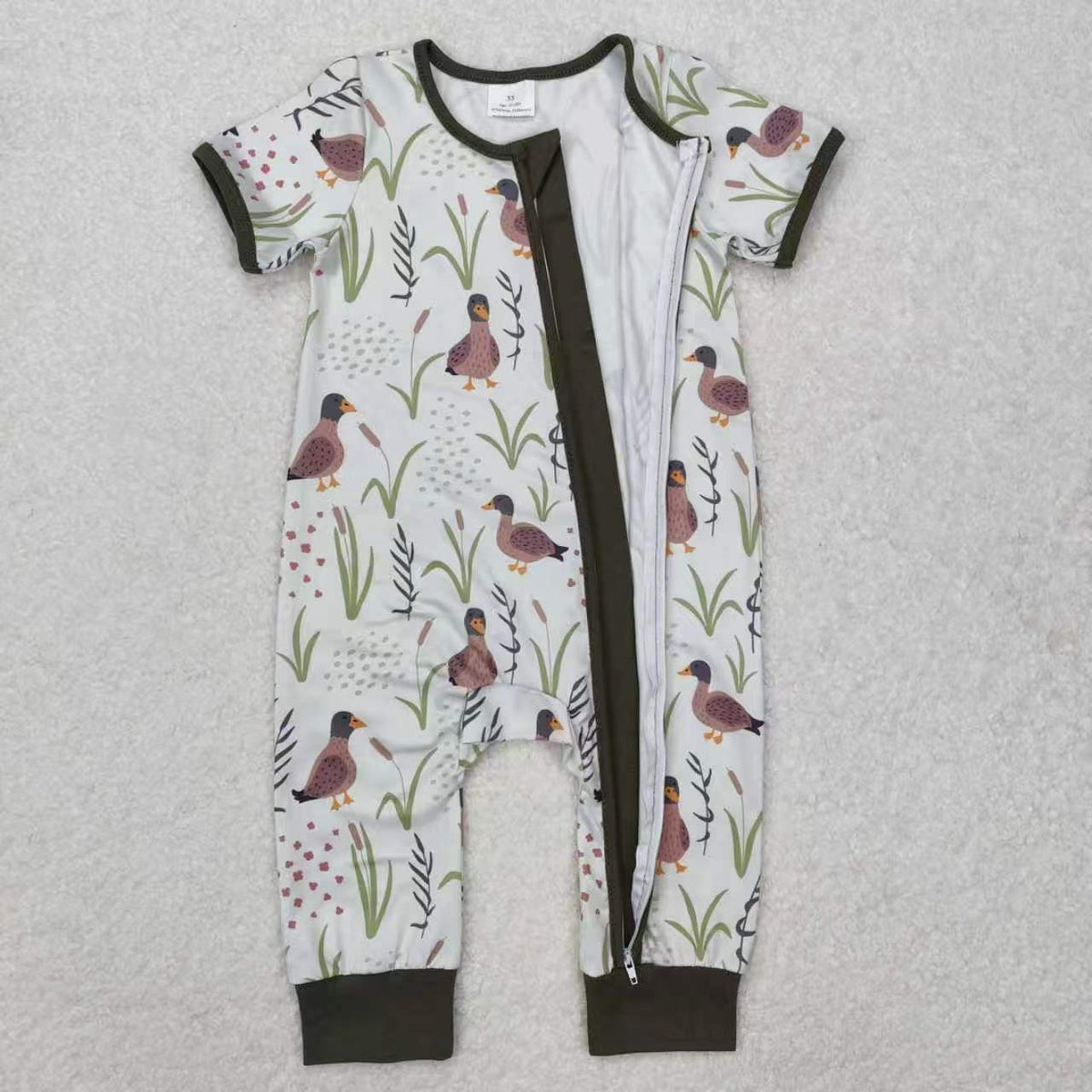 Sibling Baby Boys Mallard Duck Short Sleeve Pants Pajama Set Zipper Romper