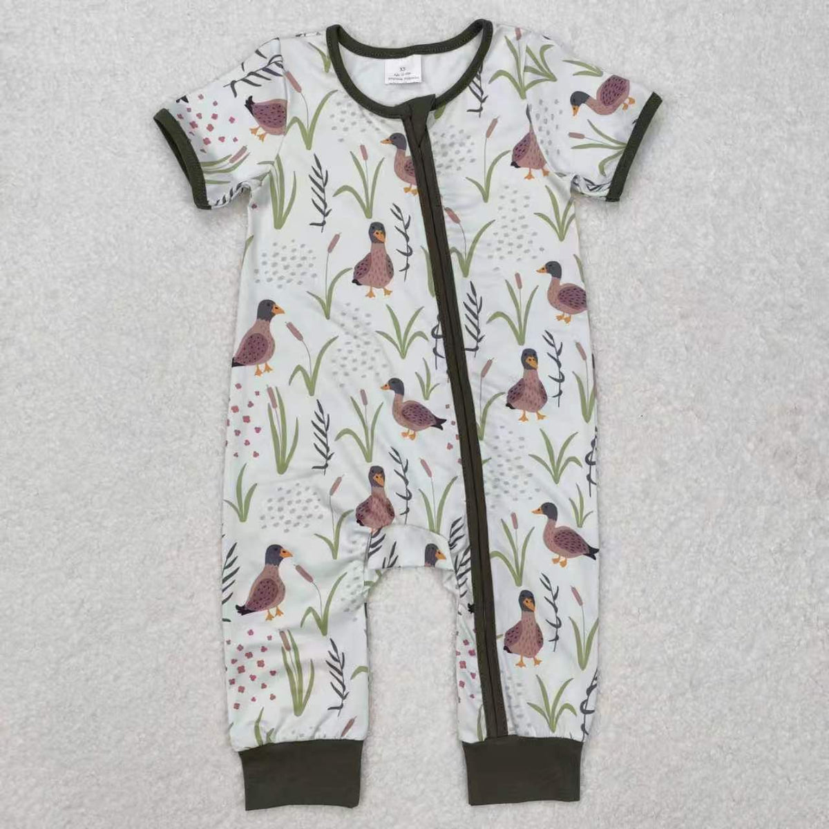 Sibling Baby Boys Mallard Duck Short Sleeve Pants Pajama Set Zipper Romper