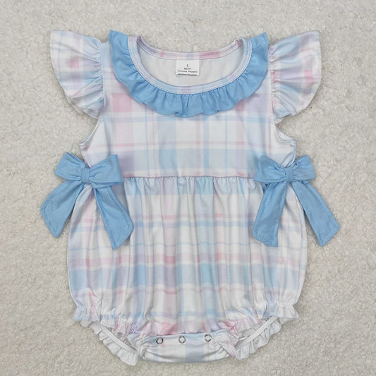 Baby Infant Girls Colorful Checkered Bows Rompers
