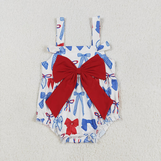 SR2606 Bows Baby Girls 4th of July Strap Romper