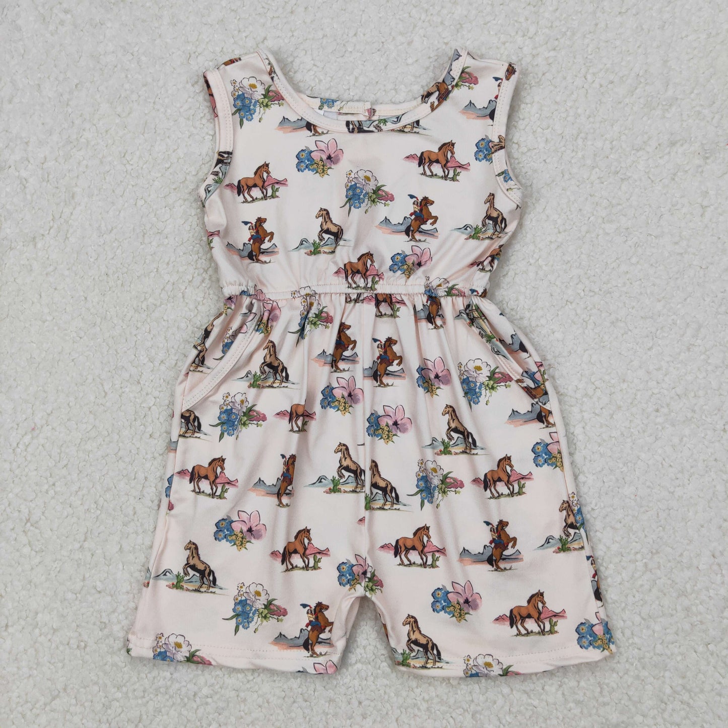Cowgirls Sibling Matching Outfits - Toddler Girls Jumpsuit+Baby Bubble Romper