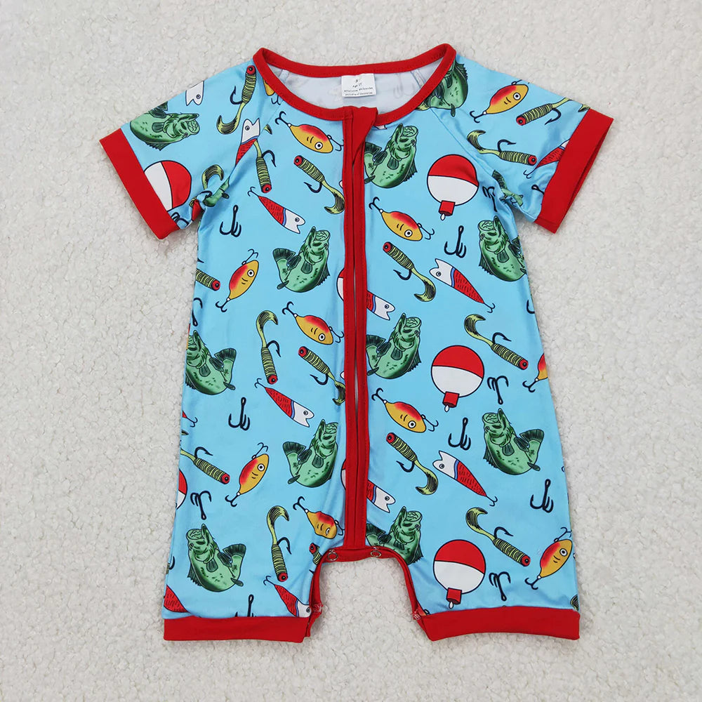 Sibling Boys Baby Girls Fishing Float Rompers Dresses Summer Outfits
