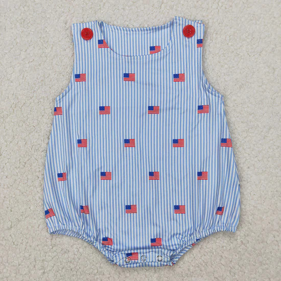 Sibling Embroidery Baby Girls Red Flags 4th of July Bows Rompers Outfits Sets