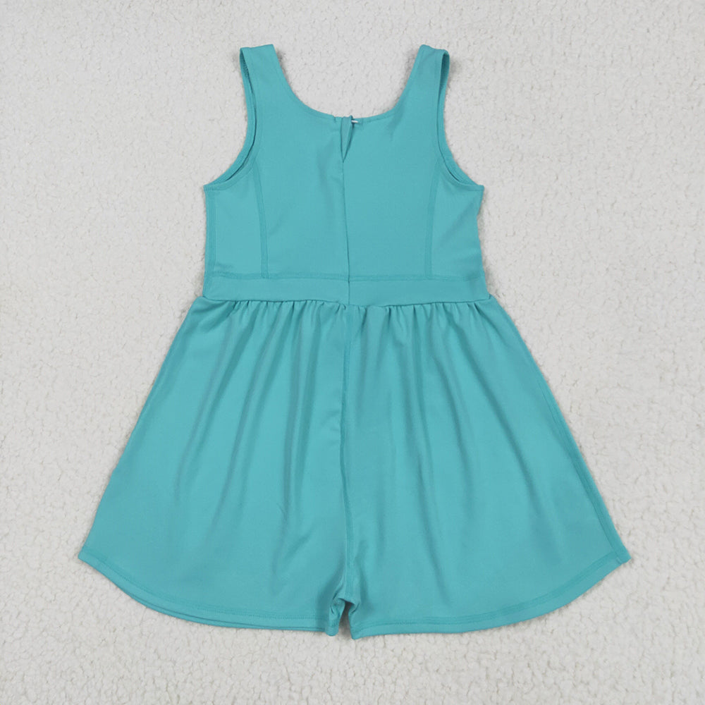 SR3023 Aqua Sleeveless Baby Girls Yoga Jumpsuits
