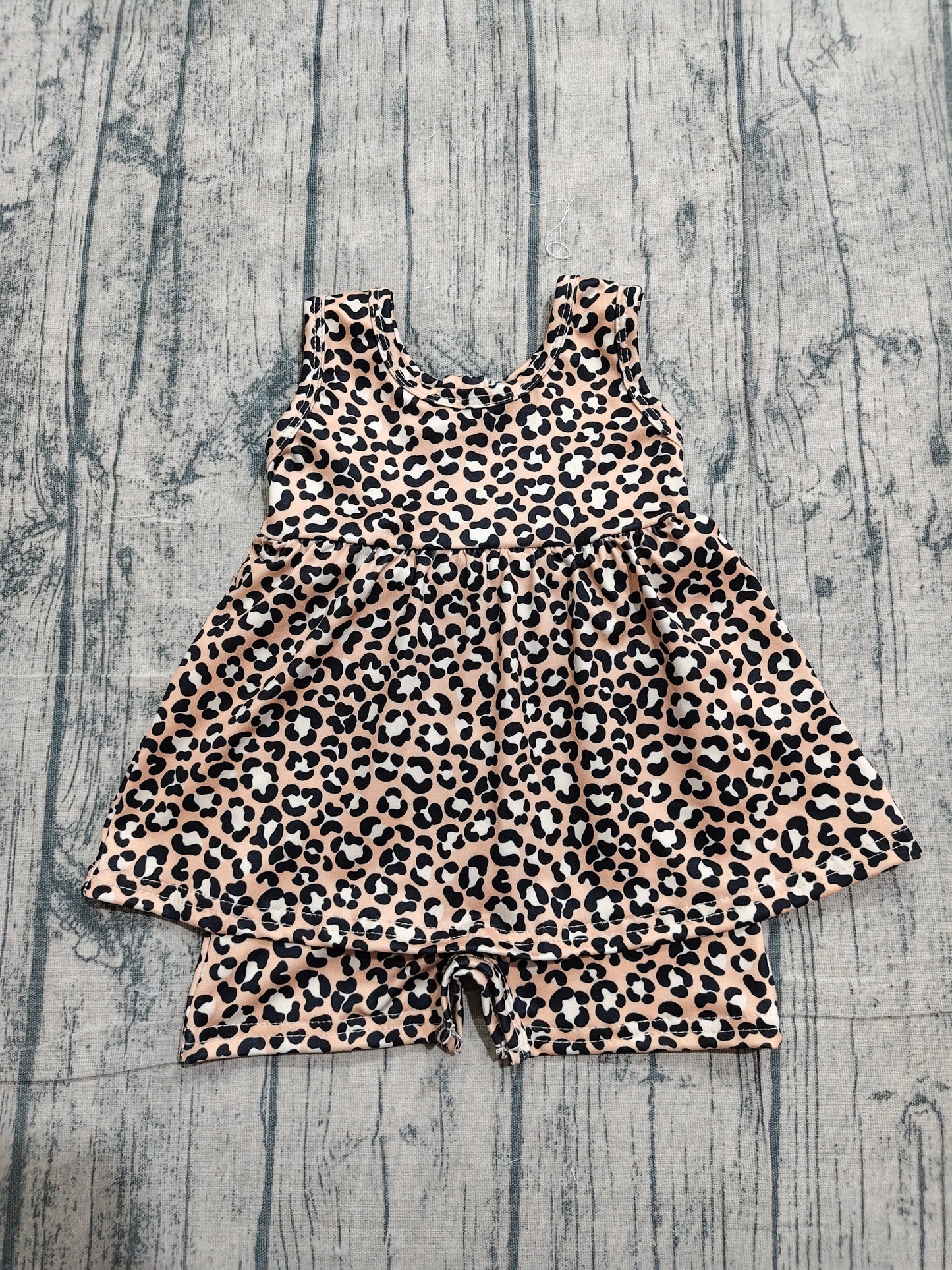 Baby Girls Leopard Sleeveless Bubble Romper With Romper Preorder