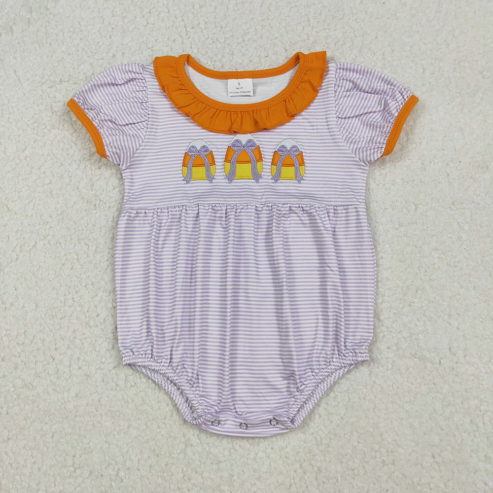 SR3202 Candy Embroidery Stripes Baby Girls Halloween Romper