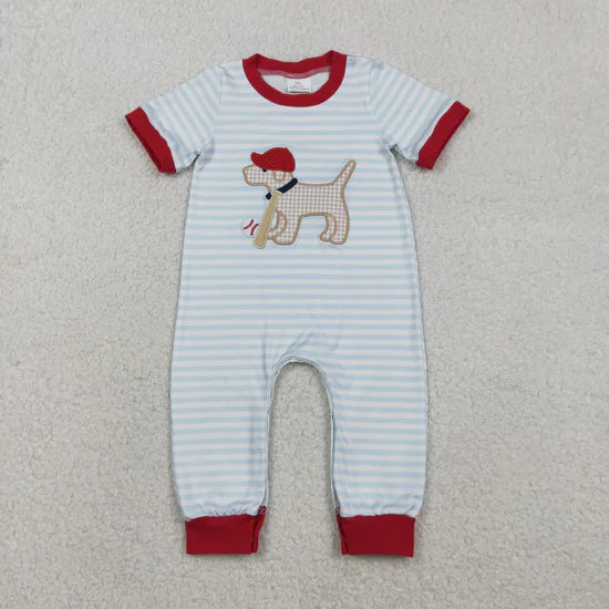 Sibling Baby Boys Short Sleeve Embroidery Pant Hunting Team Rompers