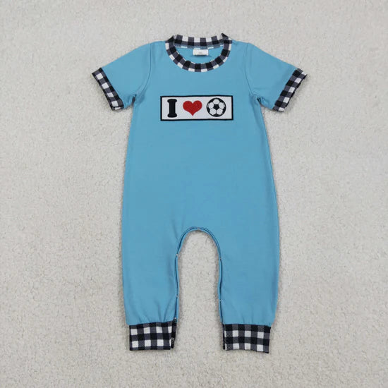 Sibling Baby Boys Short Sleeve Embroidery Pant Hunting Team Rompers
