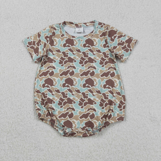 Sibling Baby Boys Hunting Camo Short Sleeve Bubble Romper