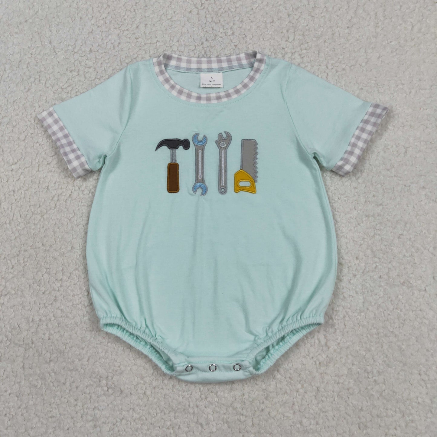 Tool Embroidered Sibling Matching Outfits - Toddler Boy Tee & Shorts + Baby Romper Set