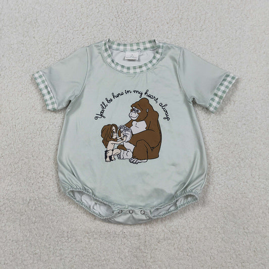 SR3588 Cartoon Monkey Print Baby Boys Summer Romper