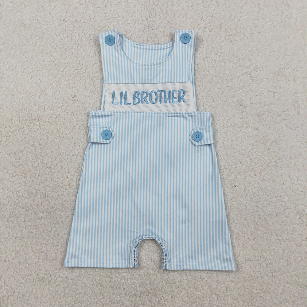 Baby & Sister & Brother Embroidery Romper Dress Sibling Summer Smocked Matching Wear