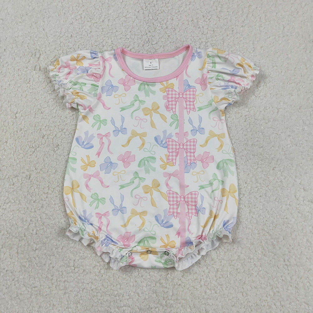 Colorful Bows Print Girls Summer Clothes Sibling Matching Wear