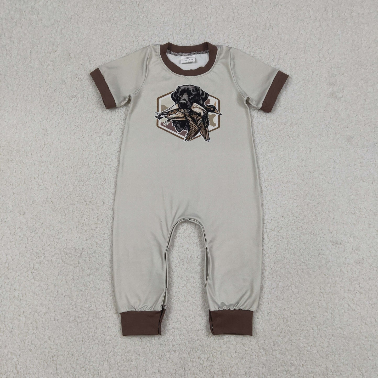 Sibling Baby Boys Short Sleeve Duck Dogs Hunting Pants Rompers