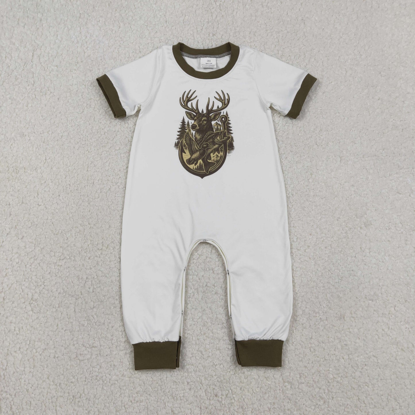 Sibling Baby Boys Short Sleeve Duck Dogs Hunting Pants Rompers