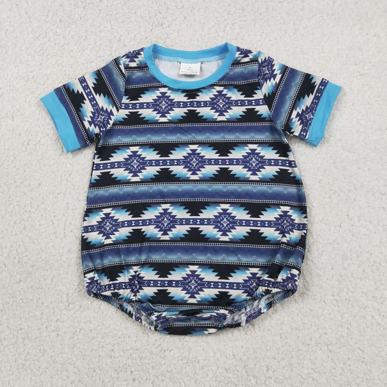 SR3709  Aztec Blue Baby Boys Summer Western Romper