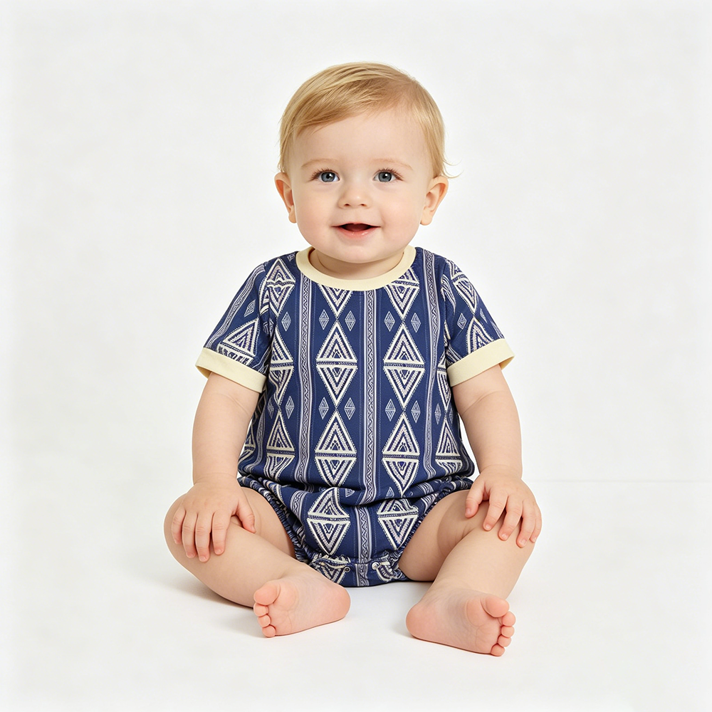 SR3713  Aztec Navy Baby Boys Summer Western Romper
